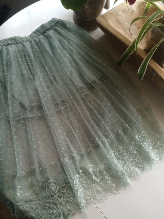 Divided Dresses & Skirts - Divided Mint Green Pleated Tulle Skirt with Lace Hem